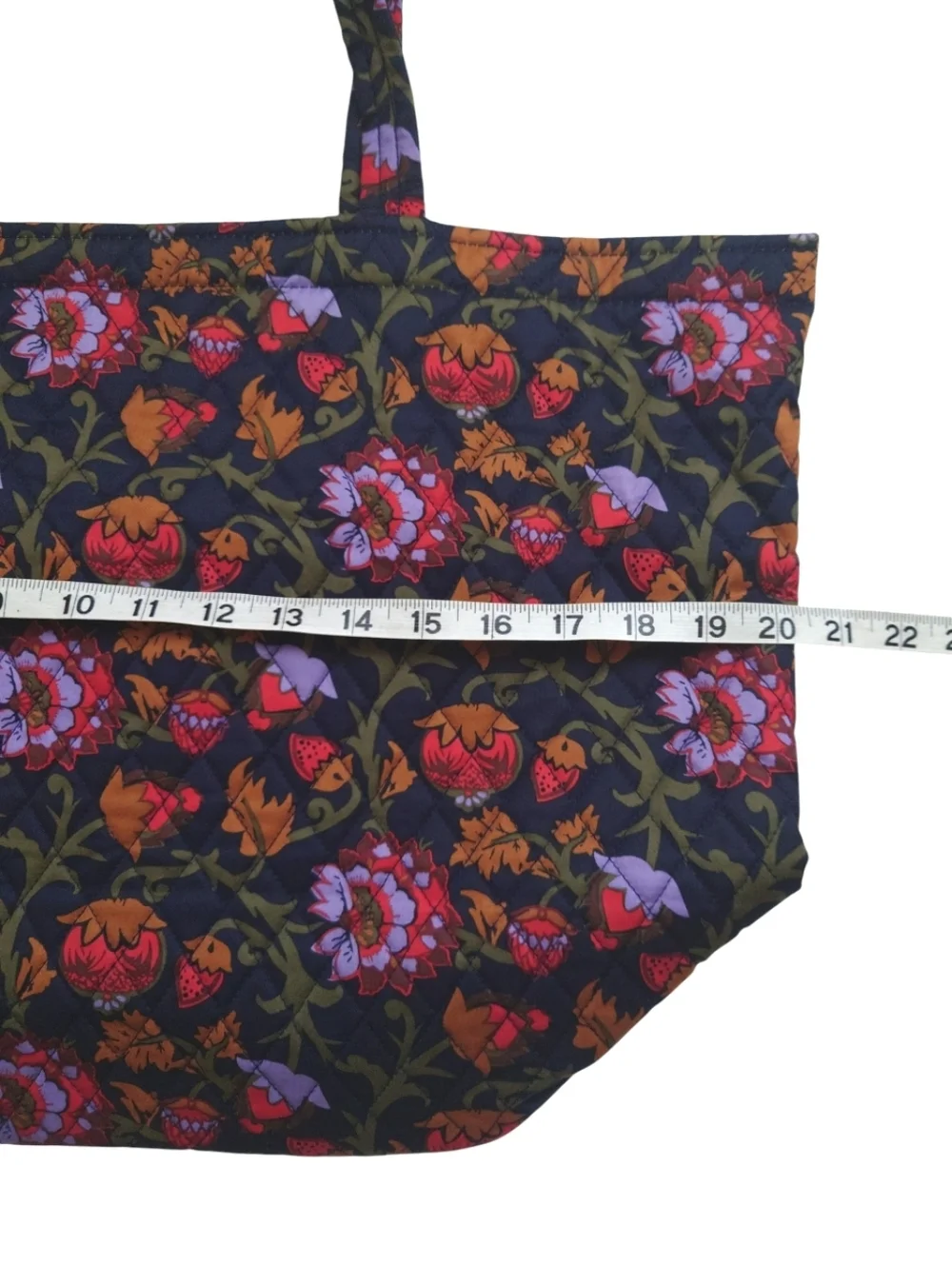 VERA BRADLEY Marston Grand Tote Bag Quilted Cotton Midnight Garden Vines